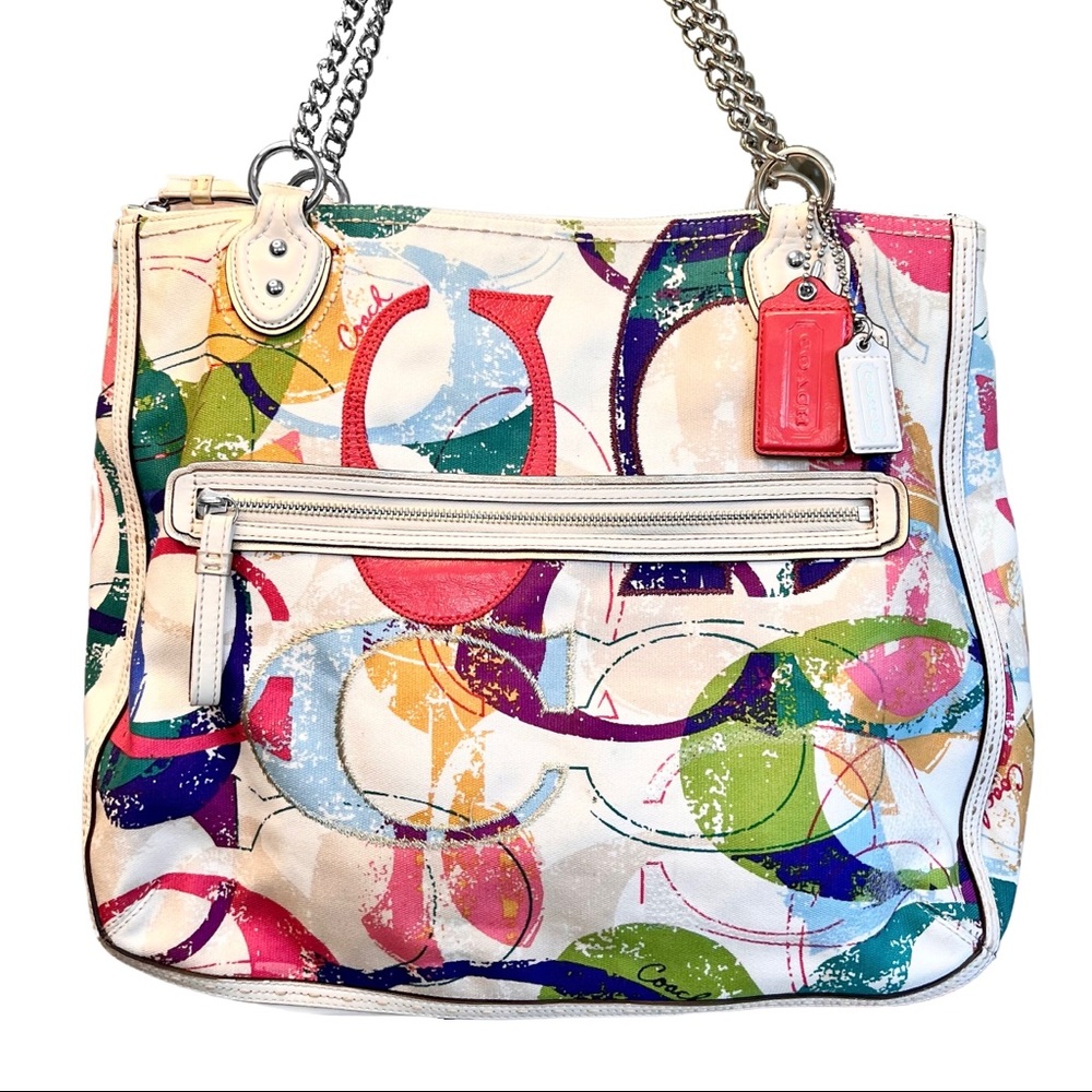 COACH POPPY Signature SCRIBBLE Shoulder Bag Tote